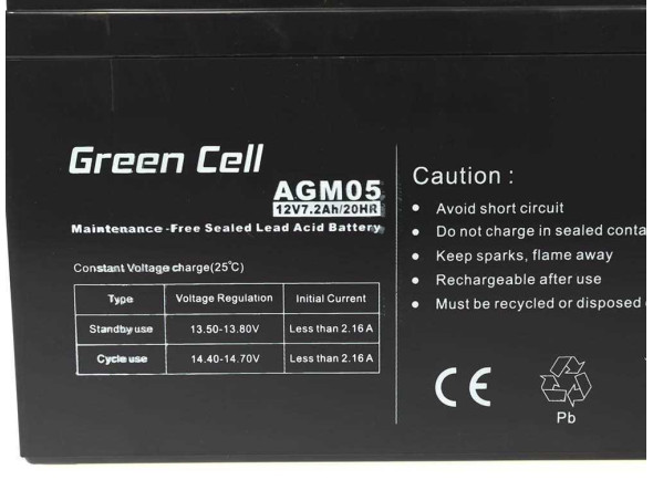 Green Cell   Bateria Agm 12v 7,2ah