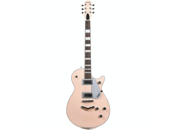 Gretsch  Limited Edition G5230 Electromatic Jet FT Electric Guitar Shell Pink B-Stock - Corpo: Mogno, Parte superior do corpo: Maple, Acabamento do Corpo: Brilhante, Forma do corpo: Jato, Material do pescoço: mogno, Acabamento do pescoço: brilho, 