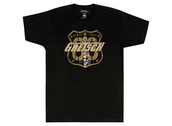 Gretsch  T-Shirt Route 83 Black XL - Esta camiseta gráfica apresenta o logotipo Gretsch® e uma placa da Rota 83. Impresso em uma camisa de urze macia muito procurada, é perfeito para qualquer jogador ou fã de Gretsch®., Material: 100%...