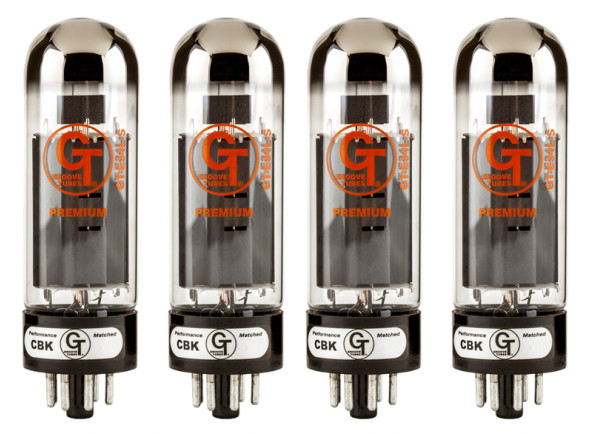 Groove Tubes  GT-E34LS MED QUARTET - Quarteto de válvulas E34L-S com gama de potência média, Potência de saída de cerca de 20-25 watts, Soco pronunciado na gama média com graves apertados, Utilizadas na maioria das cabeças de amplific...