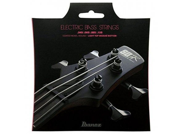 Ibanez IEBS4C E-Bass String Set 045  - Indicadores: .045, .065, .085, .105, Material: Ferida de níquel revestida, Escala: Escala longa, Topo claro, fundo médio, 