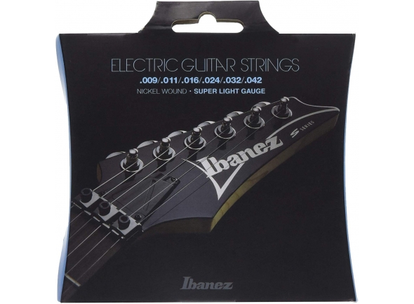 Ibanez IEGS6 E-Guitar String Set .009-.042  - Indicadores: .009 / .011 / .016 / .024 / .032 / .042, Ferida de níquel, Super leve, 