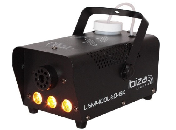 Ibiza 400W c/ 3 Leds 3W e Comando Preta LSM400LED-BK - Máquina de fumos c/ 400W potência e LEDs, 3 LEDs Laranjas c/ 1W de potência máxima, Capacidade reservatório: 0.3 Litros, Produção de fumo: 14m3 / mn, Tempo de aquecimento: 8 minutos, Peso: 1.80 kg,...