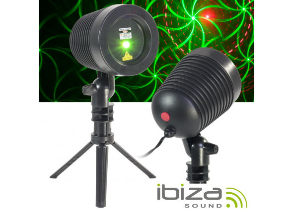 Ibiza  LZR-RGOUTDOOR  - Projetor Laser 40-60mW Vermelho/Verde Exterior Comando IP65, Laser Vermelho/Verde p/ exterior c/ comando, Efeito Multipontos, base c/ espeto p/ solo, Laser Vermelho e Verde 40-60mW / 650nm, 9 Modos...