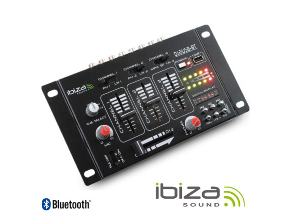 Mesa de Mistura Analógica Ibiza  Mesa de Mistura 4 Canais 7 Entrada USB/BT DJ21USB-BT B-Stock