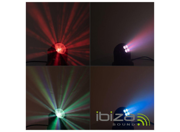 Ibiza  Moving Head 2 em 1 Astro/Wash 1x10W/4x6W RGBW DMX