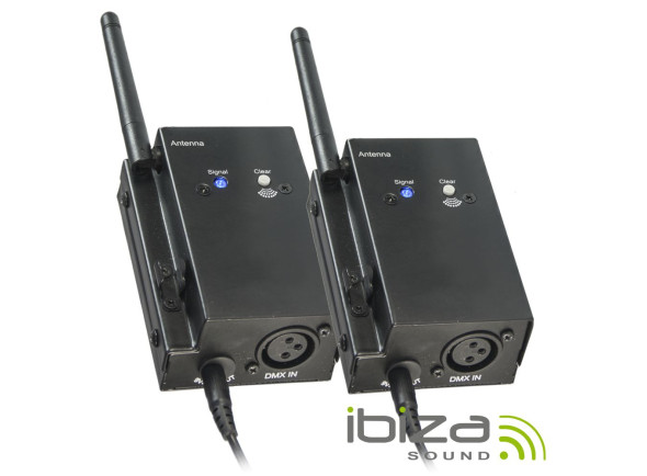 Ibiza  Pack 2 Receptores DMX Wireless 2.4GHZ WD200SET - Receptor DMX Wireless 2.4Ghz (2 unidades), Função AutoScan, Alcance: 50m, Alimentação: 100-240Vac 50/60Hz, Frequência receptor: 2.433GHz - 2.481GHz, Interface de antena: SMA, 