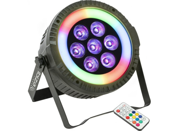 Ibiza  Projetor PAR C/ 7 Leds 6W RGBW 1 Anel LED DMX