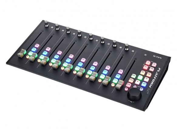 Icon Platform M+  - Controlador USB DAW, 9 faders de canais motorizados sensíveis ao toque (8 canais, 1 mestre), 8 botões rotativos contínuos, Jog wheel, Botões de transporte iluminados, 2 botões de trilha iluminados,...