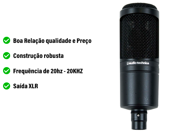 Audio Technica AT2020 Microfone Estúdio