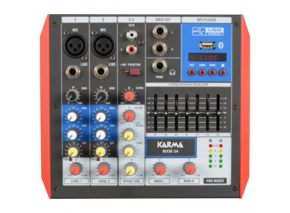 Mesa de Mistura Analógica Karma 4 Canais USB/Bluetooth KM-MXM04