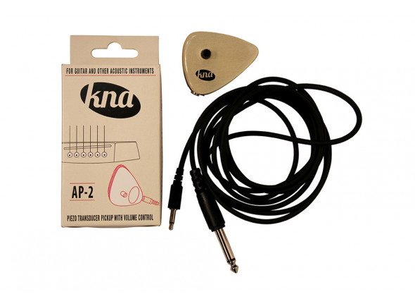 KNA Pickups   AP-2  - Prévio universal para guitarra, ukelele, Cajon, etc, com controlo de volume, Inclui cabo jack-mini jack desconectável., 