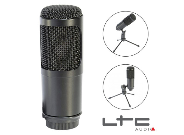 LTC Audio  STM100 - Microfone condensador cardióide, Adequado p/ Podcasting, Streaming, Gravações, Conector: USB-B Macho / USB-A Macho, Suporte de mesa c/ 3 pés antiderrapantes, Compatibilidade: Windows / Mac, 