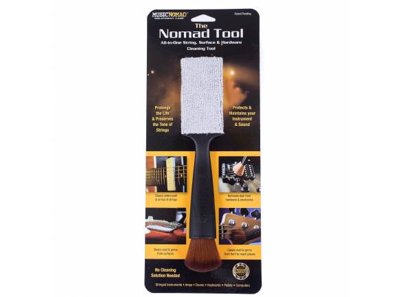 Musicnomad The Nomad Tool  - A ferramenta tudo-em-um para limpeza de cordas, superfícies e ferragens, Ideal para áreas de limpeza difícil, como por baixo das cordas, Perfeito para a remoção de pó e dedadas, 