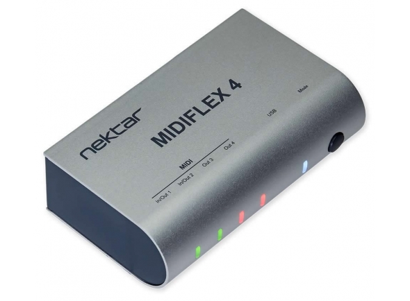 Nektar MIDIFLEX 4 - O MIDIFLEX4 é um interface MIDI/USB com 4 portas MIDI e que pode ser utilizado em modo standalone, servindo de MidiMerger ou MidiSplitter., Operação de detecção automática de 4 portas, modos de ope...