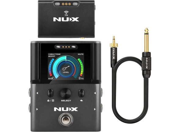 Nux   B-8 Wireless-System Git/Bass - Transmissor compacto + recetor de pedal, WiFi 2,4 GHz, Funções de afinação ou reforço incorporadas activadas através do pedal do recetor, Loop de efeitos integrado no recetor da pedaleira para cami...