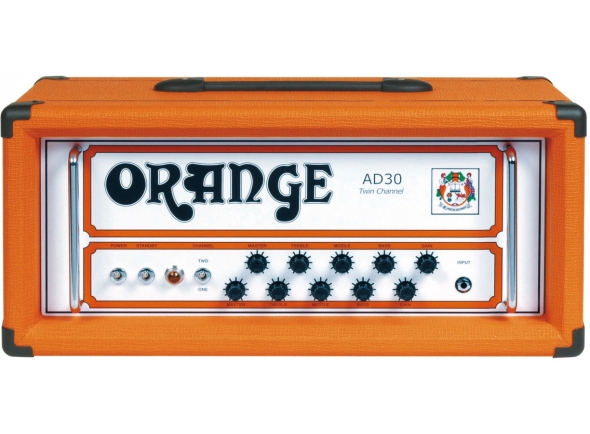 Orange AD 30 HTC Head  - Potência: 30 watts, Amplificador de classe A, 2 canais, Controlo de volume, graves, agudos, médios e ganhos por canal, 4 válvulas EL 84, 4 válvulas de pré-amplificador ECC83, 