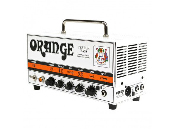 Orange Terror Bass B-Stock  - Cabeça de amplificador de baixo híbrido, Potência: 500 W a 4 ohms, 250 W a 8 ohms, Amplificador de classe D, Pré-amplificador de tubo com 12AX7 / ECC83, Sensibilidade de entrada selecionável para i...