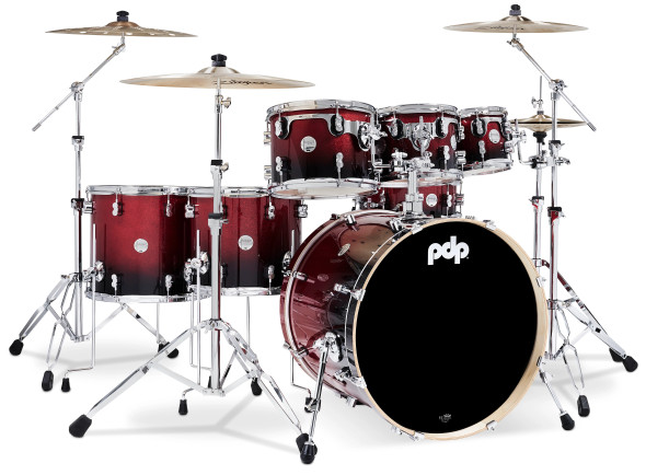 PDP CONCEPT Maple CM7 RED to BLACK Kit Bateria 7-pcs PDCM22A7RB