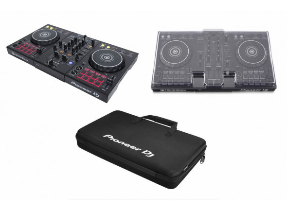 Pioneer DJ  DDJ-400 Bundle  - Controlador DJ Pioneer DJ DDJ-400 profissional de 2 canais para DJ, Pioneer DJ DDJ-400 Placa de som integrada, 16 pads táteis retro-iluminados / Efeitos integrados, Software Rekordbox DJ incluido, ...