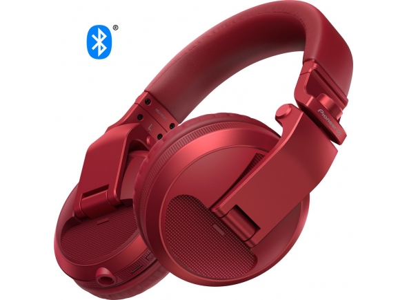 Pioneer DJ HDJ-X5BT-R  - Headphones Profissionais de DJ, Frequência : 5 - 30.000 Hz, Impedância: 32 ohms, Sensibilidade : 102 dB, Ligação por Bluetooth ou cabo, 