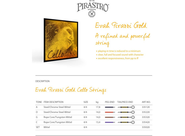 Pirastro  Evah Pirazzi Gold G-Gold BE