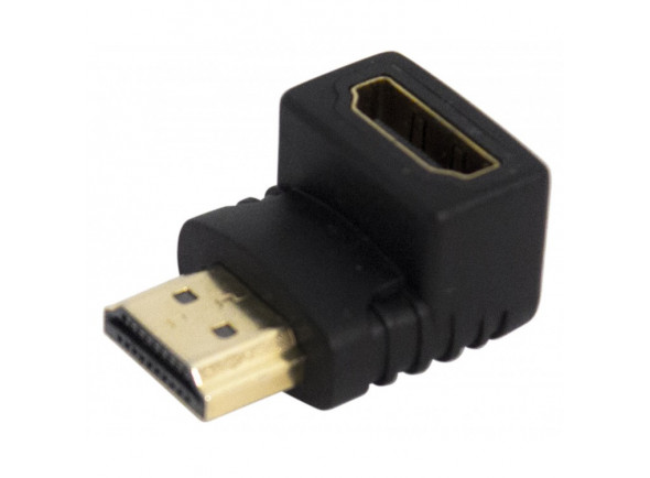 Proel  ATV06  - Adaptador de sinal de vídeo profissional em L, HDMI macho para HDMI fêmea., Cor preta com partes em latão banhado a ouro., 