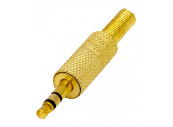 Proel  S150  - Ficha jack stereo macho Ø 3,5 mm, com casquilho e contactos banhados a ouro;, mola de cabo flexível Ø 5 mm., 