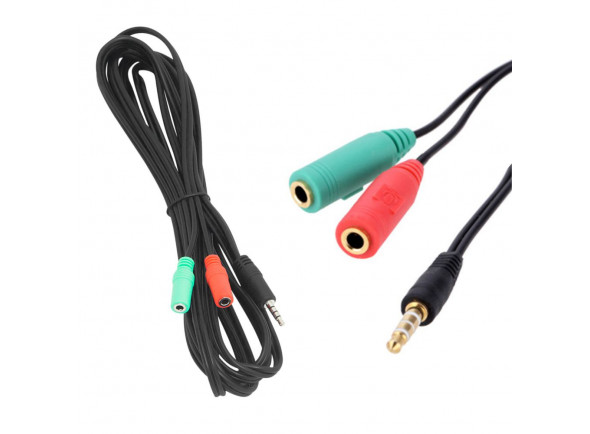 ProK Cabo Jack 3.5MM Macho 4P / 2 Jack 3.5MM Fêmea 1M ProK Cabo Jack 3.5MM Macho 4P / 2 Jack 3.5MM Fêmea 1M