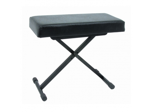 Quiklok BX/8 Adjustable X Piano Bench  - Profundidade do assento: 25 cm, Largura do assento: 53 cm, Espessura do assento: 7,5 cm, Posições de altura: 48 cm, 51 cm, 58 cm, Capacidade de peso: 112 kg, Cor: Preto, 
