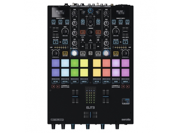 Reloop ELITE [Battle Mixer]  - Mesa de mistura Profissional de 2 canais, Ideal para battles com o software Serato DJ, Inclui Inno Fader Pro para uma maior precisão, 16 pads multi-color / Equalização de 3 bandas, 
