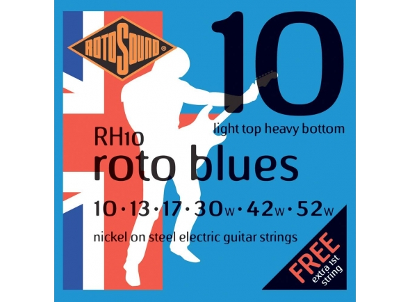 Rotosound Nickel Light Top Heavy Bottom RH10 Blues 10-52  - Bitolas: 010-013-017-030w-042-052, 