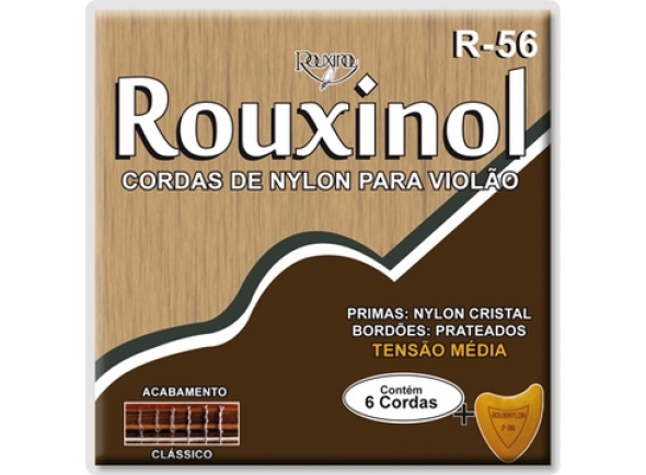 Rouxinol R-56  - Jogo de Cordas para guitarra clássica em nylon. Tensão média e acabamento clássico. Oferta de palheta., 