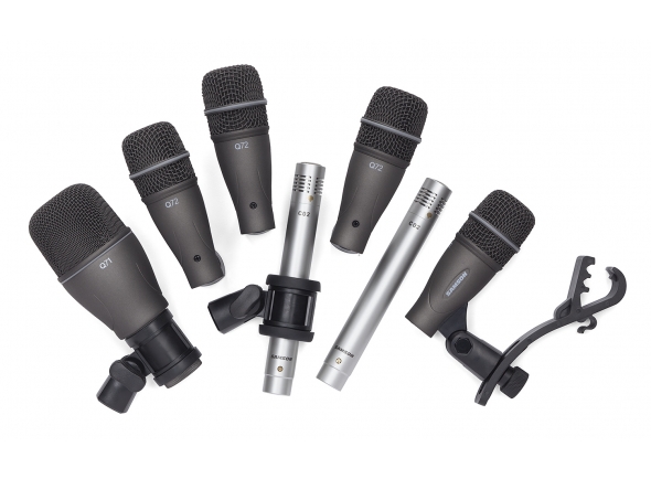 Samson DK707  - Kit de bateria de 7 peças, Um microfone de percussão Q71 com adaptador de microfone giratório, Quatro microfone de instrumento Q72 com adaptadores de microfone giratórios e clipes de aro montados e...