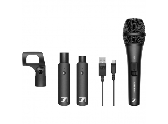 Sennheiser XSW-D Vocal Set  - SET composto por: Microfone dinâmico de voz XS1, pinça Emissor TX base XSW-D ficha XLR fêmea e Receptor XSW-D ficha XLR macho, cabo de carga USB-A para USB C, Para cantar e falar, Microfone dinâmic...