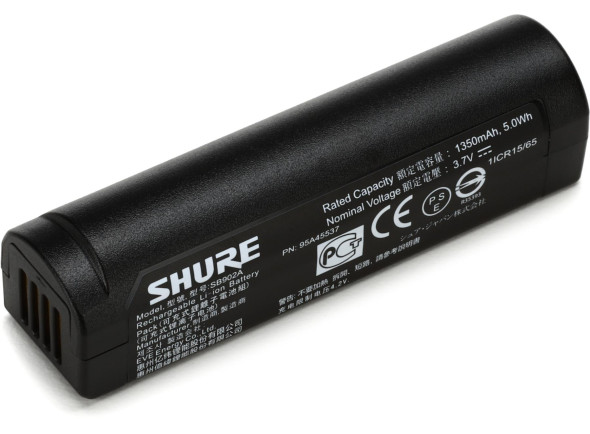 Shure  SB902A - Bateria, Adequado para sistemas de rádio GLX e MXW, Até 11 horas de duração da bateria, A vida restante da bateria é mostrada no visor do receptor, 1,5 horas de duração da bateria após apenas 15 mi...