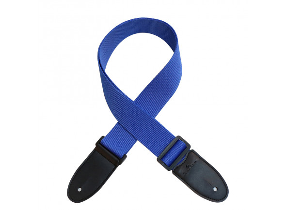 Soundsation Correia Azul PP-BL  - Alça poli para guitarra/baixo com extremidades de couro artificial, Largura 5cm, Comprimento 150cm, Cor Azul, 