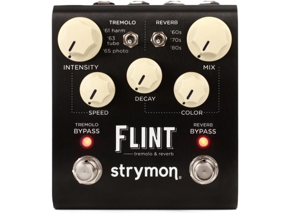 Strymon Flint  - Reverb / Tremolo, 3 versões diferentes de reverberação: reverb dos anos 60, 70 e 80, 3 Variações diferentes de tremolo: Foto Tremolo (65'Style), Tube Tremolo, Harmonic Tremolo, Reverb e tremolo pod...