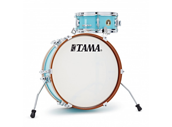 Tama  Club Jam Mini Kit -AQB - As conchas de tambor são feitas a partir de 6 camadas (7 mm) Mersawa / Poplar, Apresentar um acabamento WRAP, Aros de madeira marrom claro no bumbo, LJK28S-AQB, Cor: azul aqua, Arm de prato corresp...