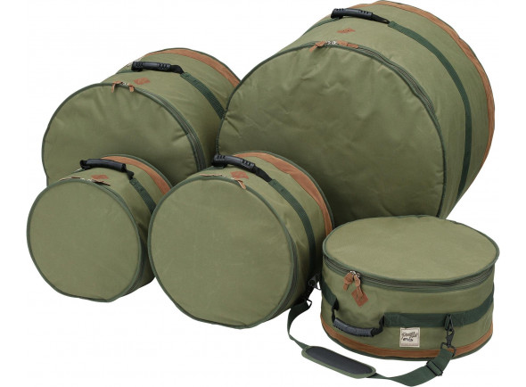 Tama  Power Pad Drum Bag Set MG  - Conjunto de bolsa Tama Power Pad, TDSS52KMG, acabamento: verde musgo, coleção de designer, acolchoamento de 10 mm, conjunto de bolsa adequado para bumbo de 22 x 18, 10 x 08 e 12 x09 Tom Tom, tom de...