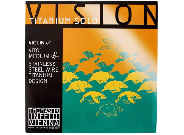 Thomastik  Vision Titanium Solo A VIT02 - Uma única corda para violino 4/4, Material: núcleo sintético enrolado em alumínio, Extremidade da bola, Médio, Thomastik Nº VIT02, 