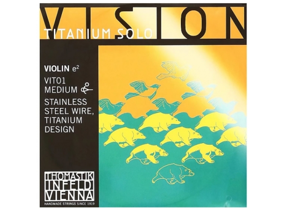 Thomastik Vision Titanium Solo E VIT01  - String E-single para 4/4 violino, Material: aço inoxidável em design de titânio, Bola Titanal Removível, Médio, Thomastik Nr VIT01, 