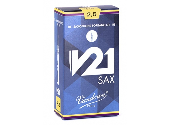 Vandoren  V21 Soprano Sax 3  - Palhete para Saxofone Soprano, Unidade, Força: 3, O primeiro saxofone reed com uma forma cônica, Produz um som limpo, quente e centrado, Articulação precisa e grande facilidade na realização de gra...