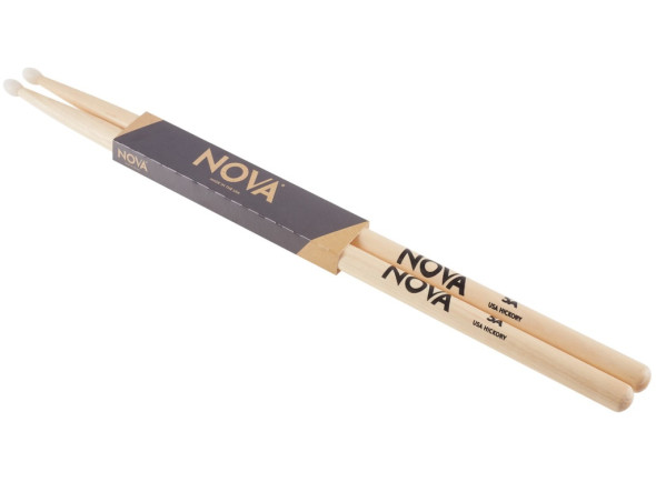 Vic Firth 5AN Nova Hickory Nylon Tip - Feito por Vic Firth, Natural, Pontas de náilon, Comprimento: 406mm, Diâmetro: 14,3 mm, Formato da ponta: Oval, 