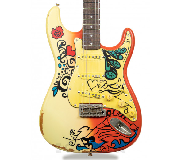 Vintage V6 Thomas Blug ‘Summer of Love’ V6MRHDX B-Stock - Guitarra de assinatura de Thomas Blug, Corpo: Alder, Braço: Hard maple, Perfil do braço: Soft C, Raio do braço: 190.5mm (7.5), Escala: Rosewood, 