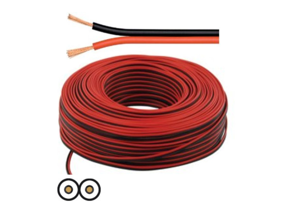 VSOUND  Cabo Coluna 2X1.50MM Preto/Vermelho Paralelo - Bobine de cabo áudio c/ 2 condutores, Marcação Metro a Metro, cabo Paralelo, Cor do cabo: Preto e Vermelho, Secção: 2x1.50mm², condutores CCA, Diâmetro exterior: Ø6.5x3.1mm, PREÇO/M DISPONÍVEL EM R...