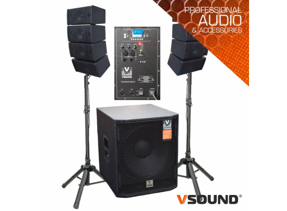 Conjuntos completos PA VSOUND Sistema Line-Array Ativo 8 Colunas 2×4″+sub 18″ 1200W
