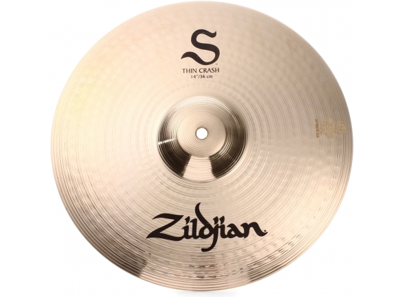Zildjian Crash 14” S Series Thin - Tamanho: 14 , S Series, Material: liga de bronze B12 (88% de cobre, 12% de estanho), Acabamento brilhante, Som aberto e brilhante, Tornos de ambos os lados, 
