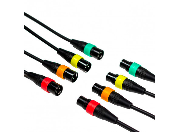 Zoom  SET 4 CABOS XLR XLR4CC  - Para podcasts de painel e gravação de música, 4 cabos de microfone XLR de baixo ruído, 4 pares de anéis codificados por cores, Conectores para Serviços Pesados, Permite identificação clara do canal...